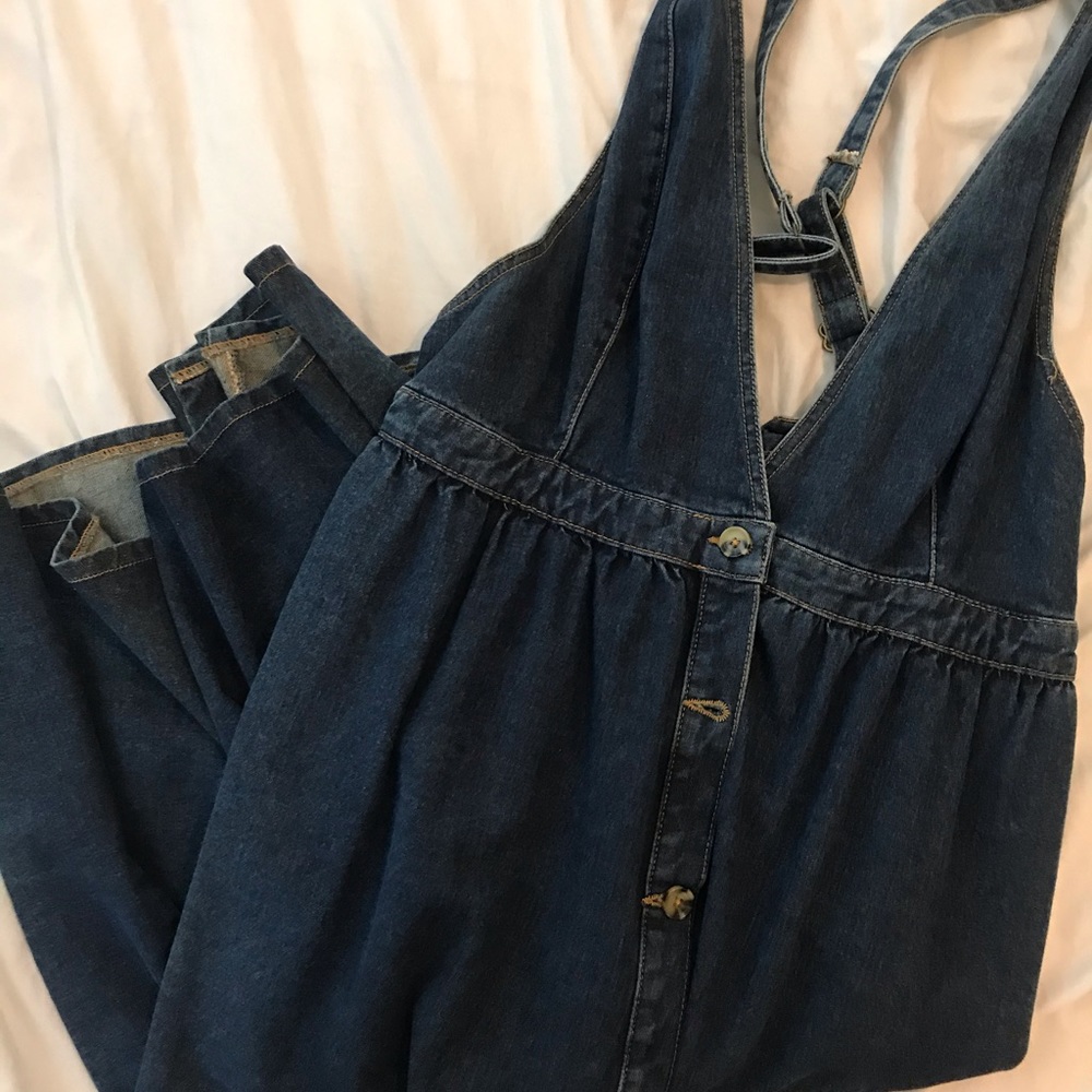 Denim dress overalls